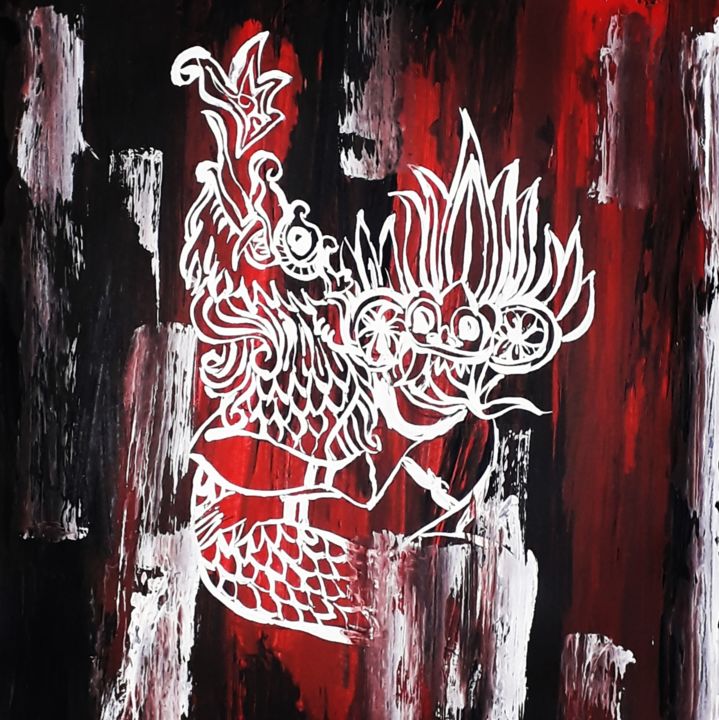 Pittura intitolato "Hybrid Demon" da Sahani Madihage, Opera d'arte originale, Acrilico Montato su Telaio per barella in legno