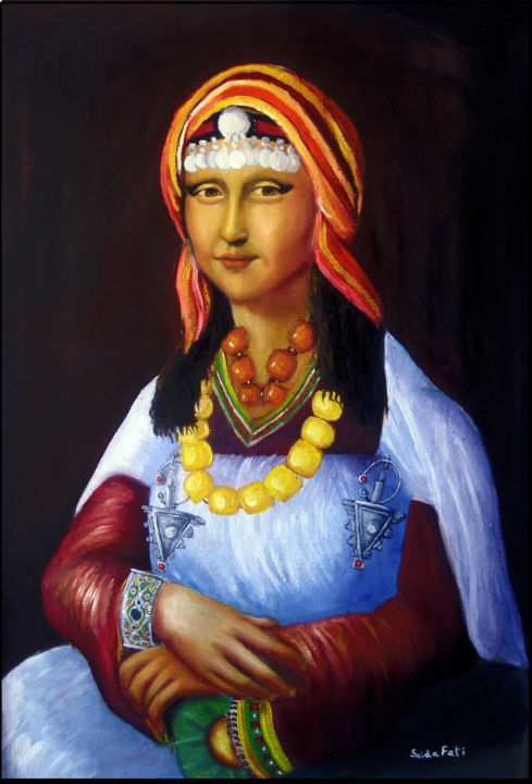 Peinture intitulée "Monalisa Marocaine…" par Atlas ( Saida Fati ), Œuvre d'art originale