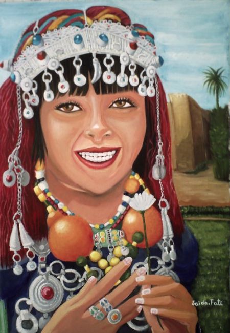Peinture intitulée "jeune fille berbère" par Atlas ( Saida Fati ), Œuvre d'art originale