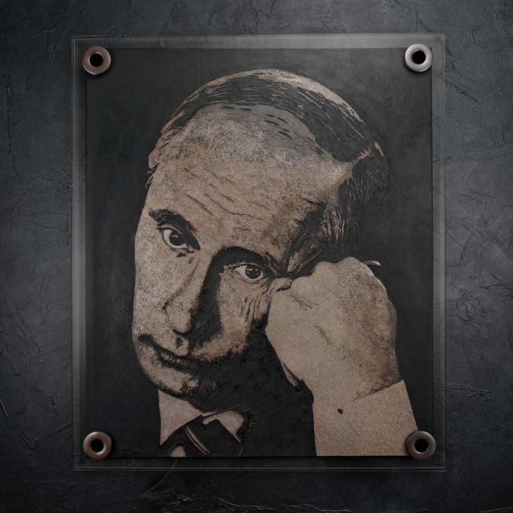 「"Другой Путин"」というタイトルのテキスタイルアート Сайдаш Момбужайによって, オリジナルのアートワーク, エンボス加工
