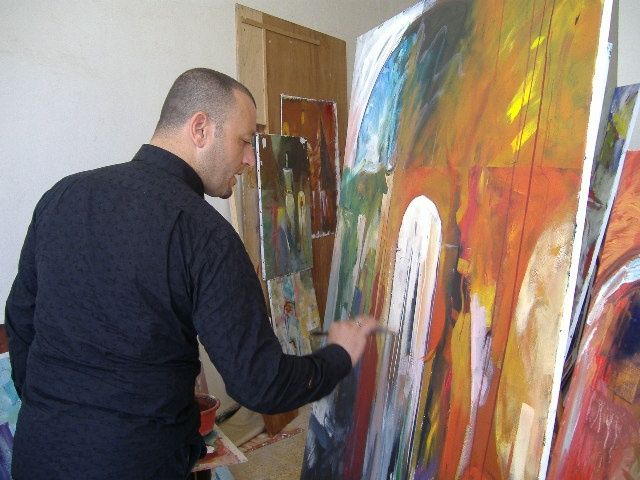 Painting titled "atelier(détail )" by Said Debladji, Original Artwork