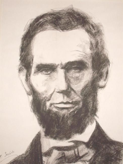 Painting titled "Abraham Lincoln, Ma…" by Chouiaeb Saidi, Original Artwork, Oil