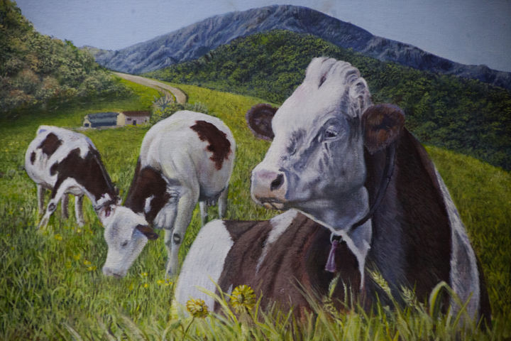 Peinture intitulée "Oh la vache!" par Sls, Œuvre d'art originale, Acrylique