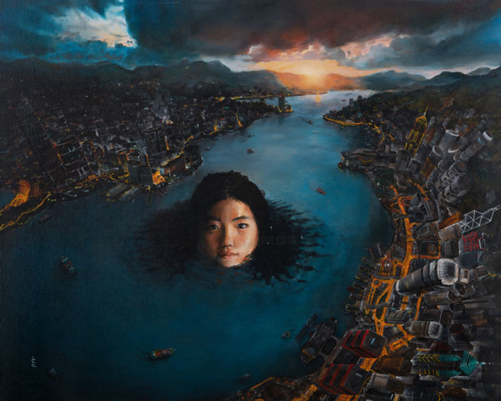 Peinture intitulée "Be Water" par Sailev, Œuvre d'art originale, Huile