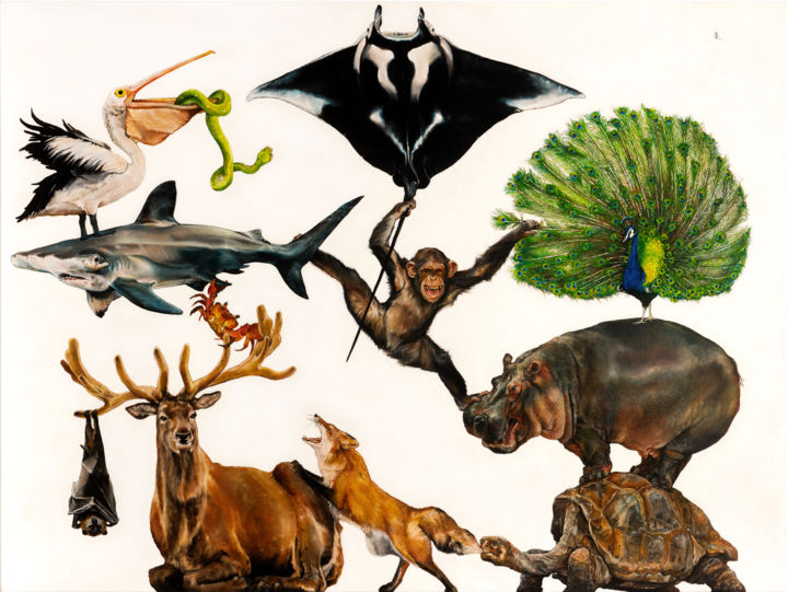 Pittura intitolato "World Wild Web" da Sailev, Opera d'arte originale, Olio Montato su Telaio per barella in legno