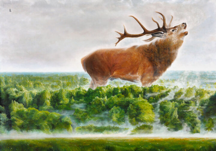 Peinture intitulée "À l'Orée des Bois" par Sailev, Œuvre d'art originale, Huile Monté sur Châssis