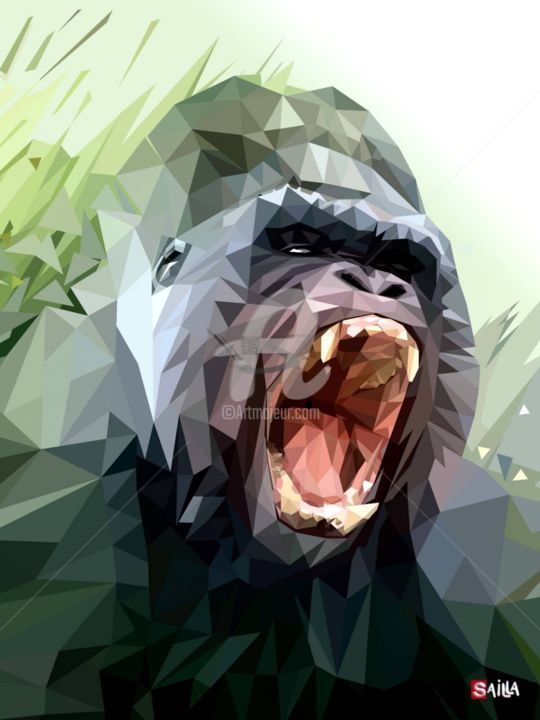 数字艺术 标题为“Gorilla” 由Laurent Sailla, 原创艺术品, 2D数字工作