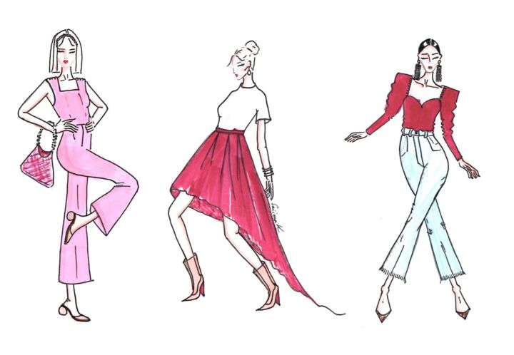 Les Trois Demoiselles En Balade Drawing By Saiimak Artmajeur