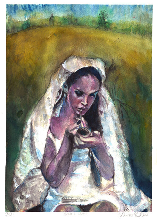 Peinture intitulée "Lana" par Olivier Saint-Gelais, Œuvre d'art originale, Aquarelle