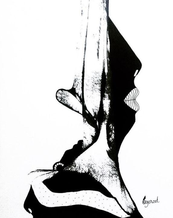 Malerei mit dem Titel "La Dame en Noir" von Julie Saint-Leger, Original-Kunstwerk, Acryl