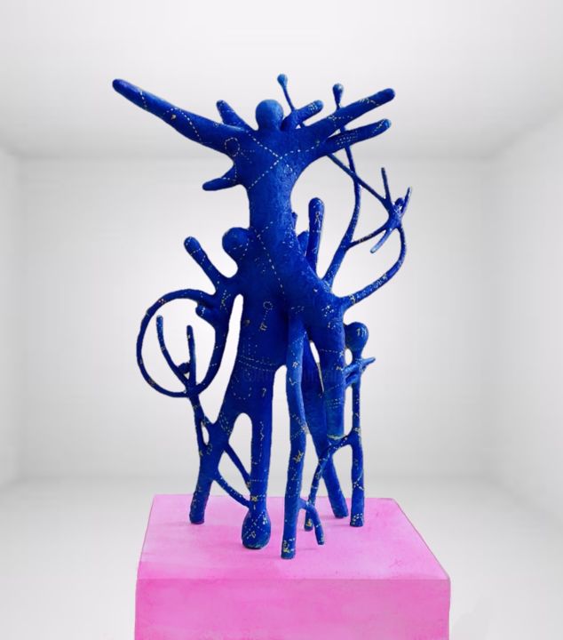 Escultura intitulada "Angel blue" por Cyrille Saintange, Obras de arte originais, Resina