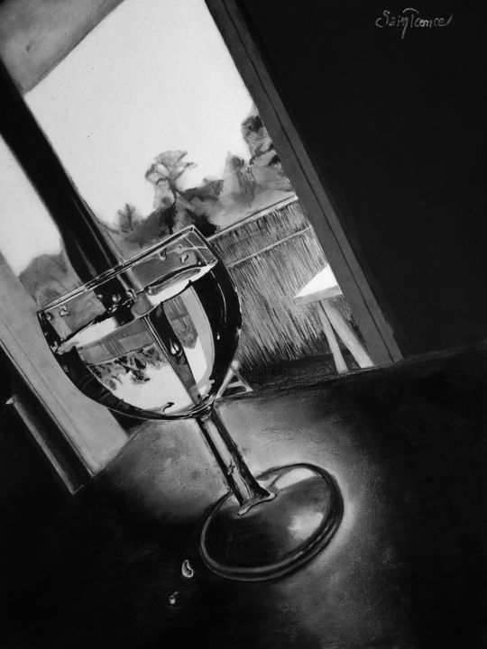 Dessin intitulée "Un verre au bar" par Saintcence, Œuvre d'art originale, Aquarelle