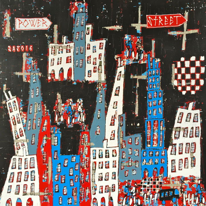 Painting titled "ville" by Sajo, Original Artwork