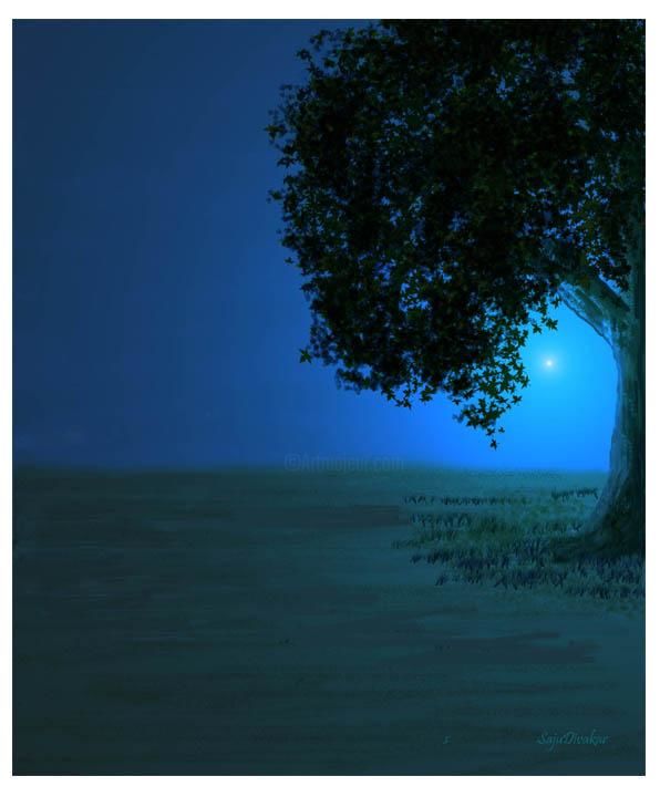 Arte digitale intitolato "Night" da Saju Divakar, Opera d'arte originale