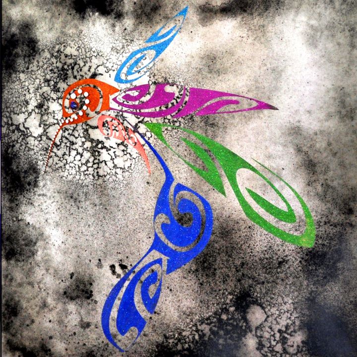 Design titled "Crystal Hummingbird…" by Evgenyi Sakhanskyi, Original Artwork, Accessories