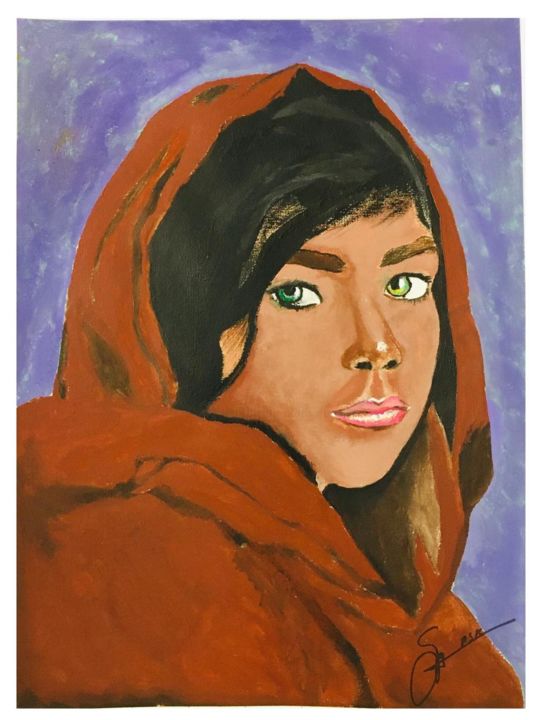 Peinture intitulée "femme musulmane" par Guderian Antaya, Œuvre d'art originale, Gouache