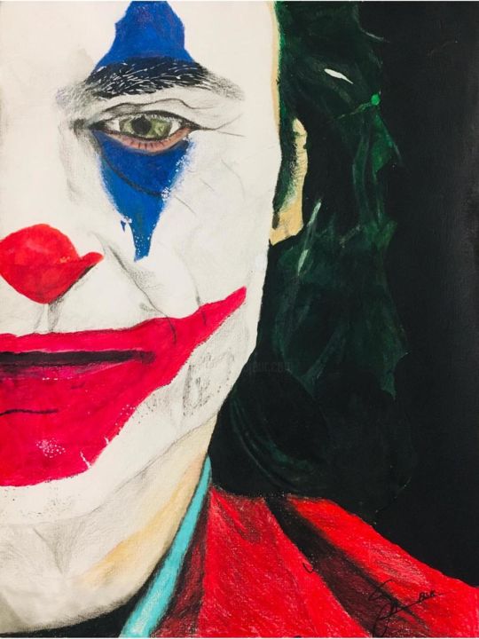 Malerei mit dem Titel "Portrait Joker la G…" von Guderian Antaya, Original-Kunstwerk, Gouache