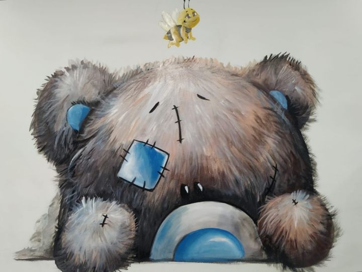 Rysunek zatytułowany „Little bear” autorstwa 未来は美しい, Oryginalna praca, Akryl