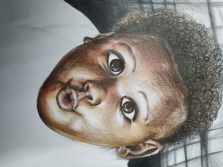 Rysunek zatytułowany „Beautiful baby 💘” autorstwa 未来は美しい, Oryginalna praca, Ołówek