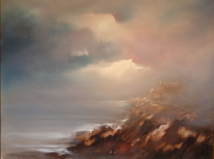 Painting titled "Crepuscule" by Salah Chaoui, Original Artwork, Oil