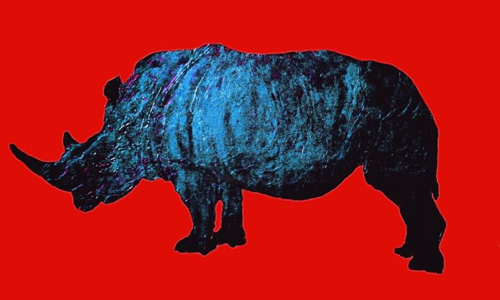 Painting titled "The Mineral Rhino.j…" by Salah El Moncef, Original Artwork, Acrylic