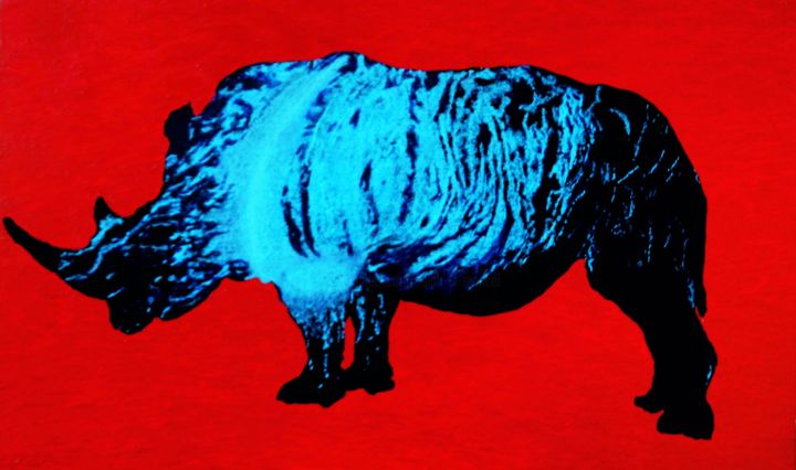 Painting titled "The Mineral Rhino (…" by Salah El Moncef, Original Artwork