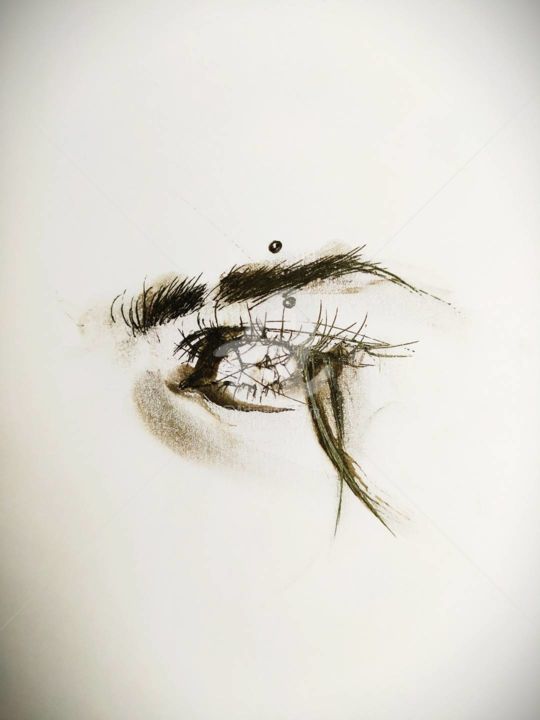 Drawing titled "Fashion eye 92" by Salamander Nebula, Original Artwork, Gel pen