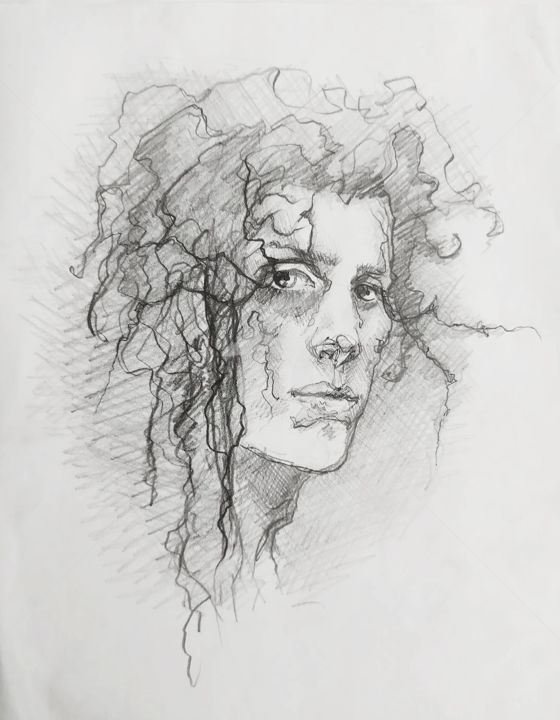 Dessin intitulée "Gregory's look" par Salamander Nebula, Œuvre d'art originale, Graphite