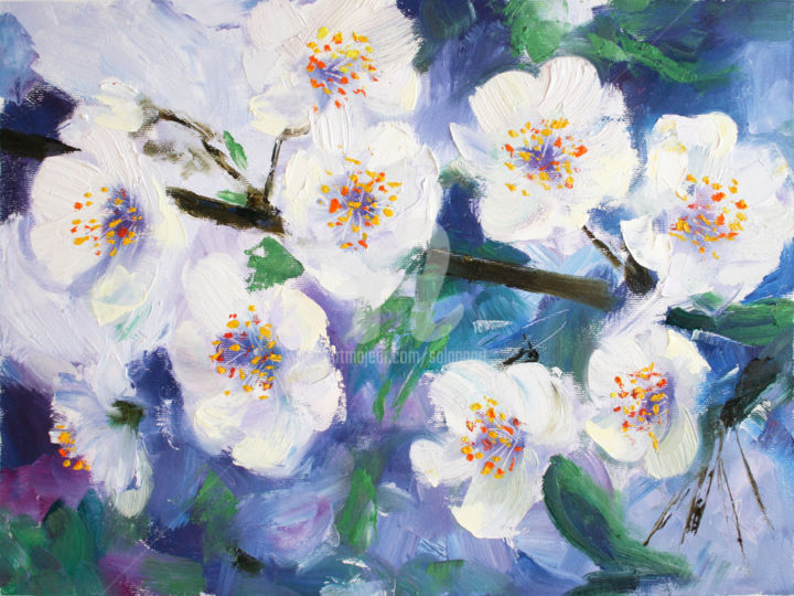 Painting titled "CHERRY BLOSSOMS" by Svetlana Samovarova, Original Art, Oil