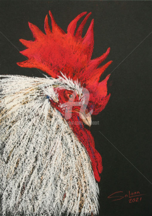Рисунок под названием "ROOSTER VII" - Svetlana Samovarova, Подлинное произведение искусства, Пастель