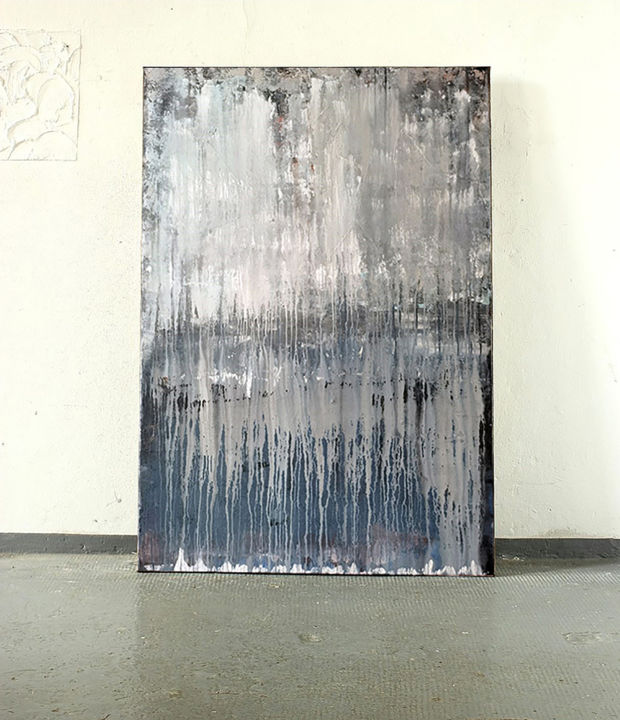 Pittura intitolato "Grey material" da Aleksandr Mikhalev, Opera d'arte originale, Acrilico