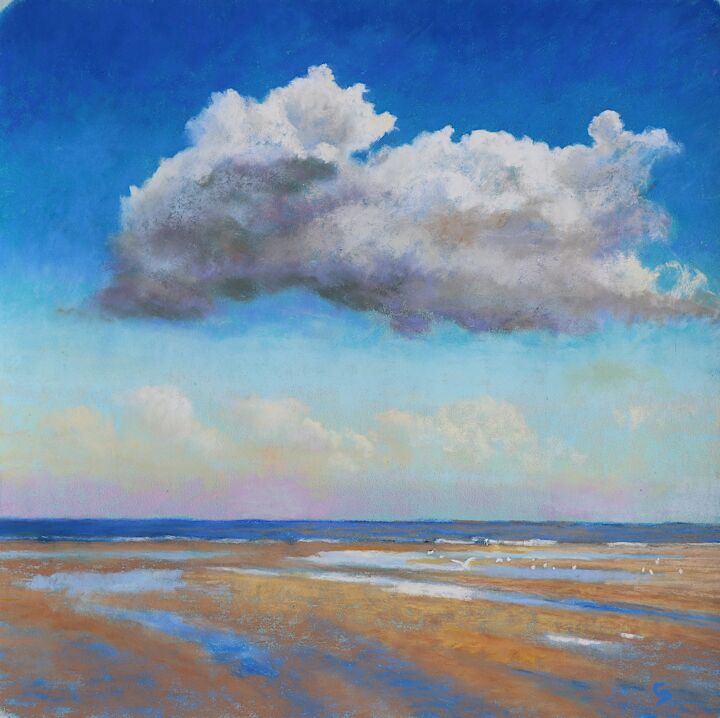 Painting titled "Beach Cloud" by Chris Derrick, Original Artwork, Pastel