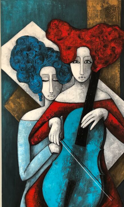 Peinture intitulée "Concerto" par Salette Viana, Œuvre d'art originale, Acrylique