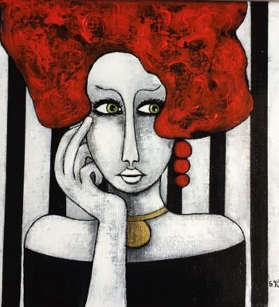 Malerei mit dem Titel "Margot II" von Salette Viana, Original-Kunstwerk, Acryl