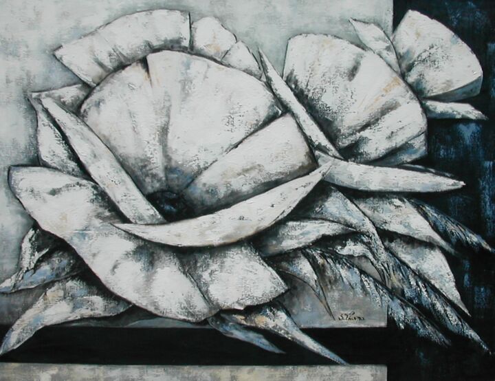 Peinture intitulée "Composition  Floral…" par Salette Viana, Œuvre d'art originale, Acrylique