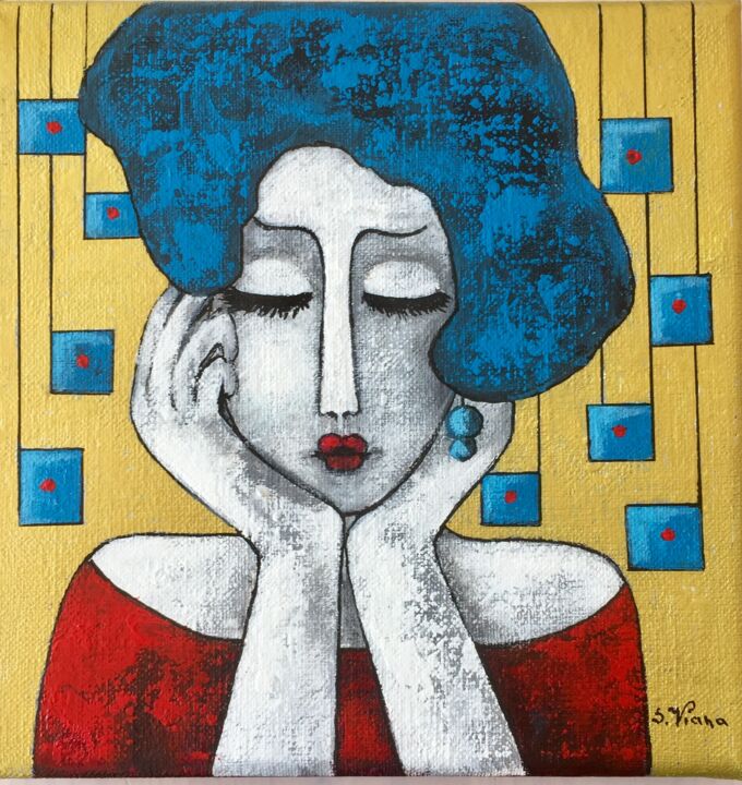 Peinture intitulée "Magali" par Salette Viana, Œuvre d'art originale, Acrylique