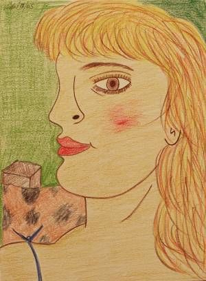 Drawing titled "girl with yellow ha…" by Francisco Vidal, Original Artwork, Other