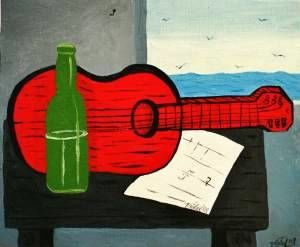 Drawing titled "The red Guitar" by Francisco Vidal, Original Artwork, Other