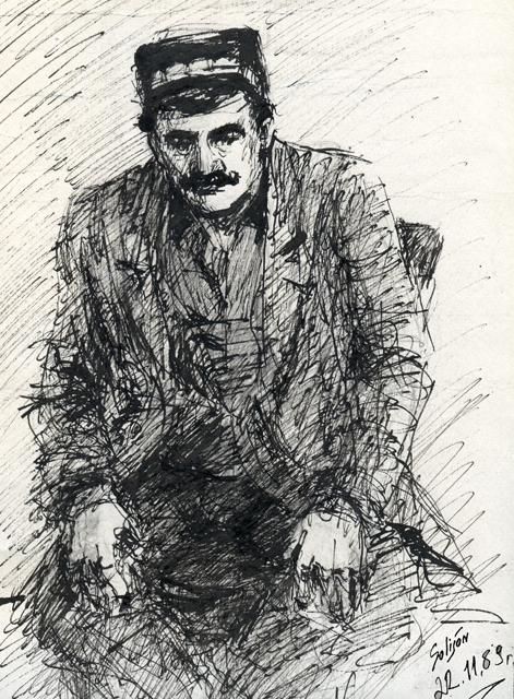 Disegno intitolato "Портрет" da Salidjon Mamatkulov, Opera d'arte originale