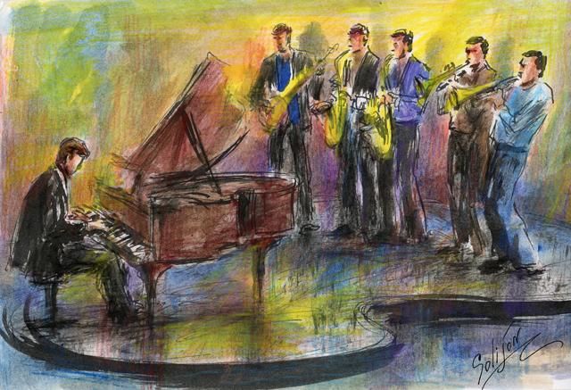 из серии "Моя музыка" - Drawing, 28x24 cm ©2009 by Salidjon Mamatkulov -