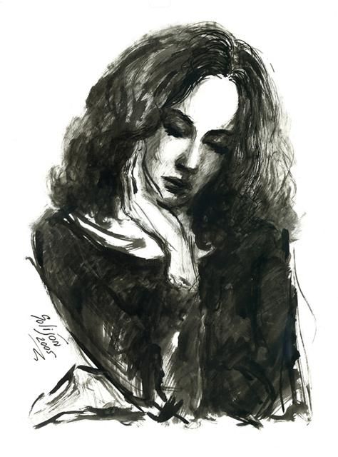 Drawing titled "Портрет девушки" by Salidjon Mamatkulov, Original Artwork