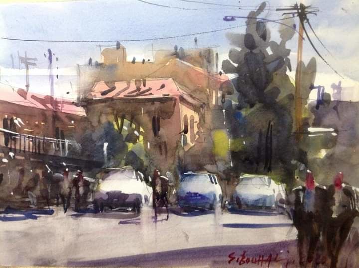 Pintura intitulada "Setif" por Salim Bouhali, Obras de arte originais, Aquarela