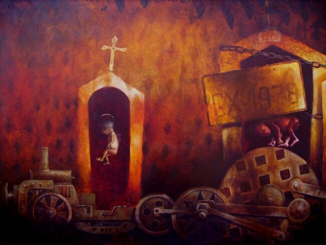 Painting titled "el paseo" by Salim Ortiz Grandez, Original Artwork