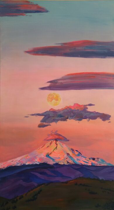 Painting titled "Fujiyama - a sleepi…" by Yanis Salimov, Original Artwork, Oil