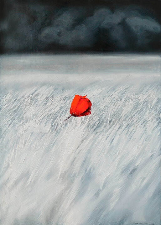 Painting titled "Whispers of Solitud…" by Yanis Salimov, Original Artwork, Oil Mounted on Wood Stretcher frame