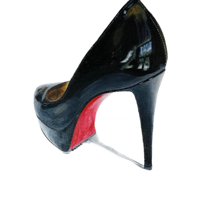 Peinture intitulée "Red Soul Shoe" par Salma Motakef, Œuvre d'art originale, Acrylique Monté sur Châssis en bois