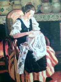 Painting titled "Bordadora" by Salome Cardet, Original Artwork