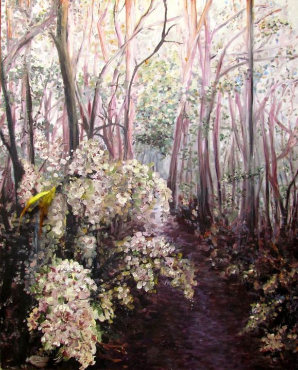 Painting titled "THE FOREST 6" by Salome De Cambra, Original Artwork, Oil