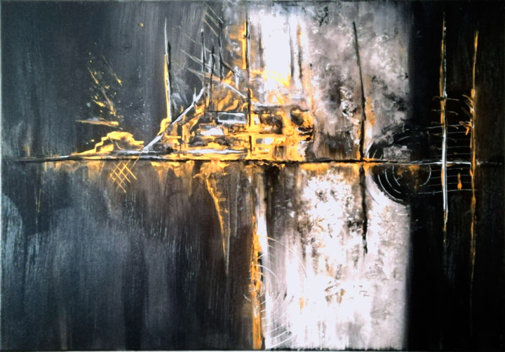 Painting titled "Notte sul lago" by Salotti •  Artist, Original Artwork, Acrylic