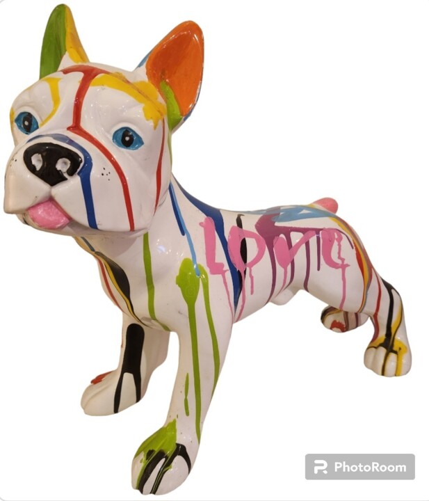 Sculpture intitulée "Happy dog" par Saloua Mercier, Œuvre d'art originale, Acrylique